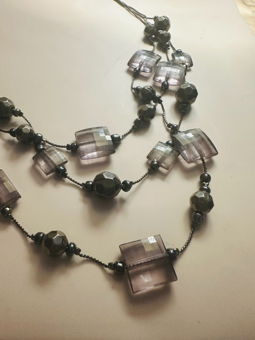 Multi-Strand Purple & Black Bead Statement Necklace | Layered Look